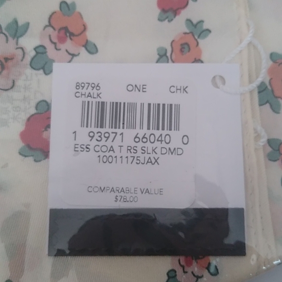 Coach Essential Tea Rose Silk Diamond Scarf, Chalk - Picture 6 of 8